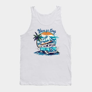 Waves for days Retro Summer Vibes Beach Life Classic Car Novelty Gift Tank Top